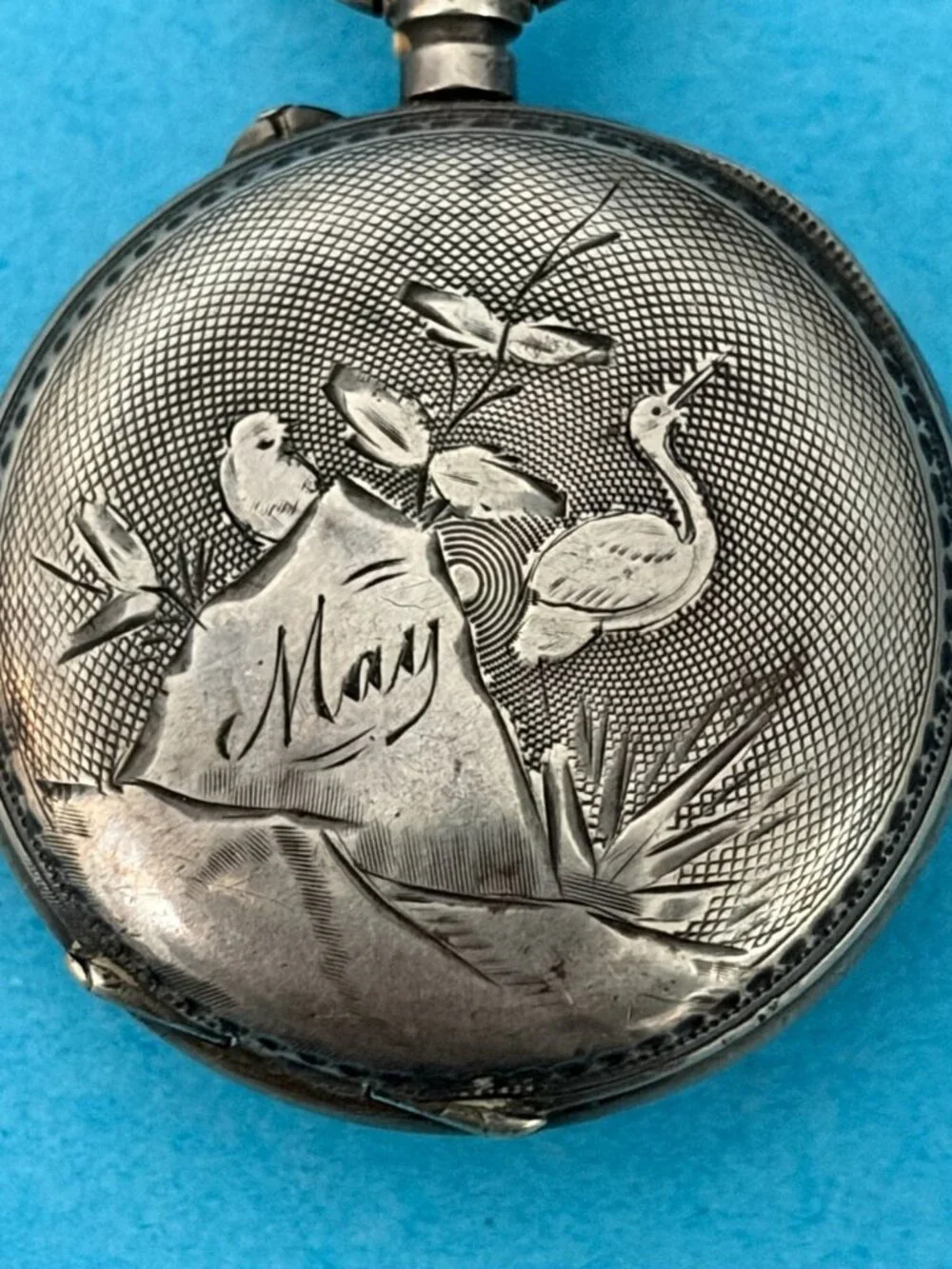 Enamel Swiss .800 Silver Case Pocket Watch Antique Engraved 4 parts / repair